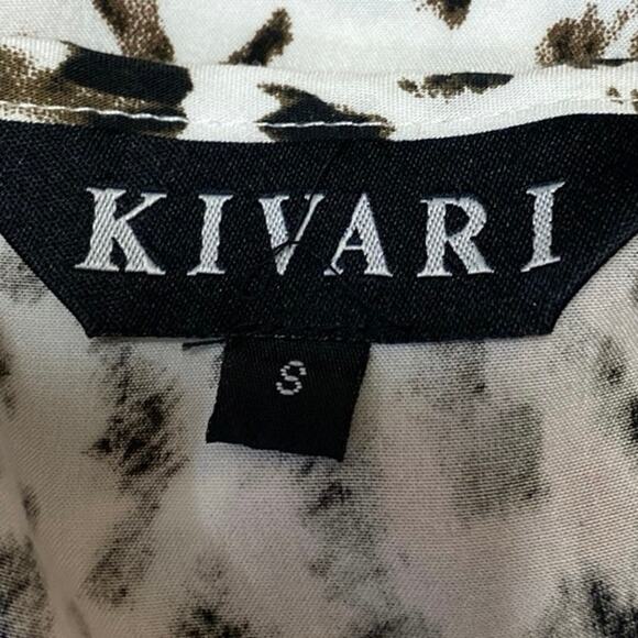 Kivari White Tan Leopard Print Short Sleeve Ruffle Fit & Flare Maxi Dress Size S - Picture 4 of 4